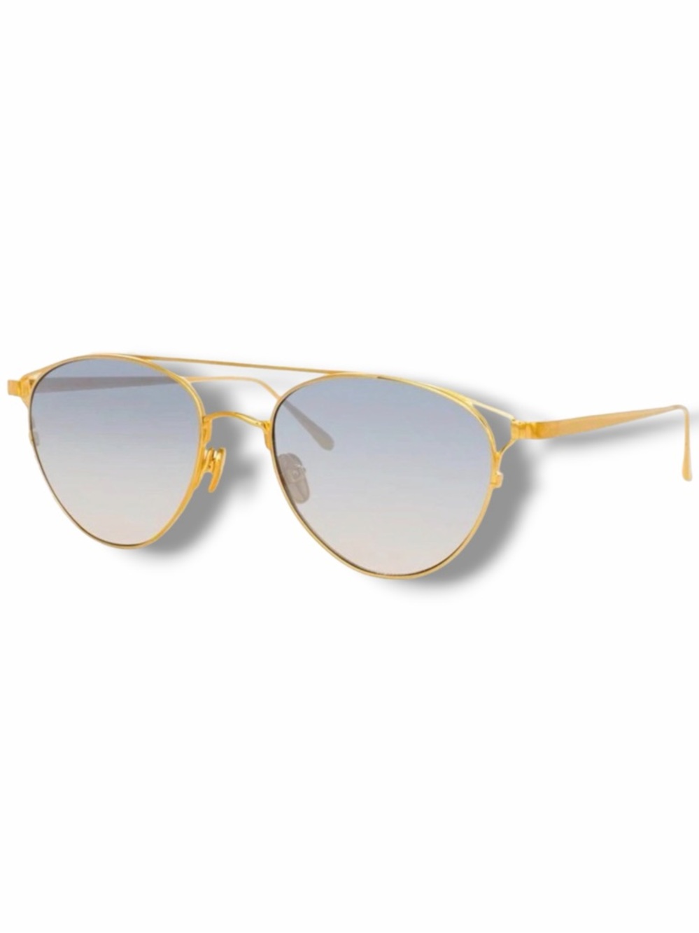 Linda Farrow Omar Aviator Sunglasses In Yellow Gold With Blue Lenses LFL804 C7